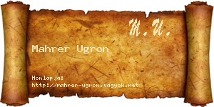 Mahrer Ugron névjegykártya